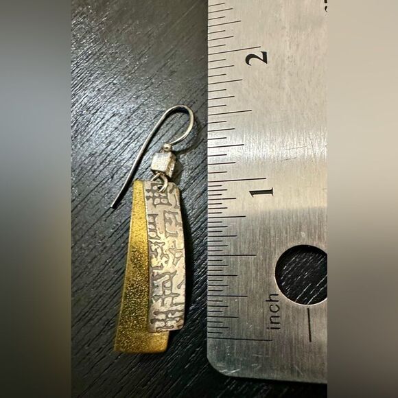 Chic Gold and Silver Dangle Earrings - Picture 3 of 3